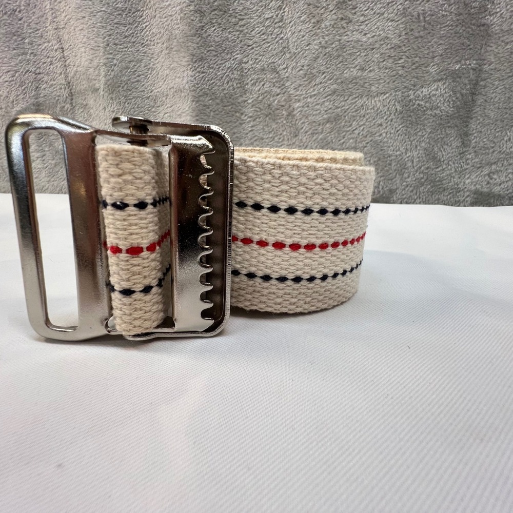 Medline Gait Belt Cream Cotton Webbing‎ Metal Buckle 29.5 Inch Striped PT Rehab